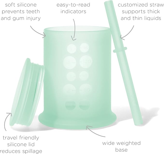 Olababy Silicone Training Cup with Straw Lid Bundle 5oz Mint + 5oz Lilac