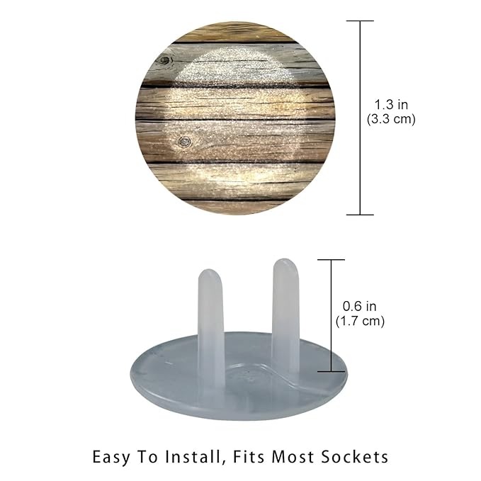 Old Wooden (1) Outlet Covers Baby Proofing Safe & Secure Electric Plug Protectors | Sturdy Childproof Socket Covers for Home & Office | Easy Installation | Protect Toddlers & Babies