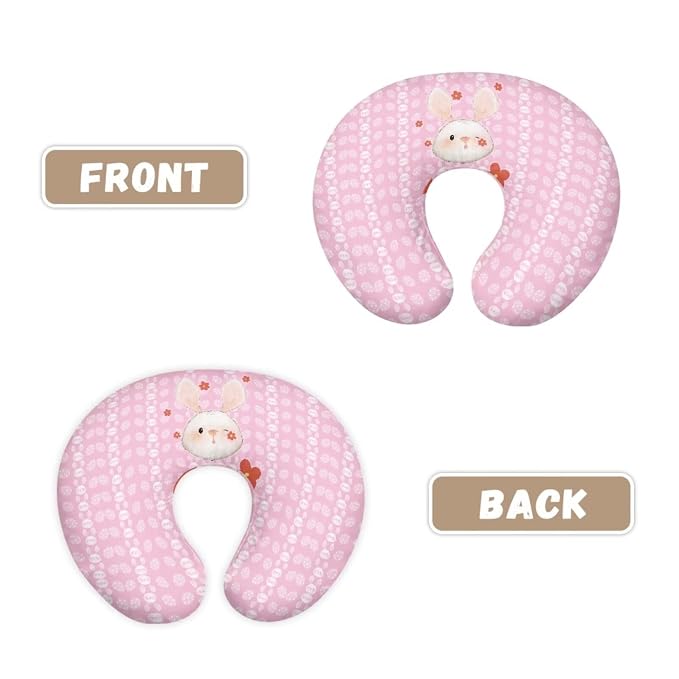 Cute Cartoon Rabbit Baby Nursing Pillow Cover for Newborn, Stretchy Replaceable Pillow Cover Slipcover U-Shaped Breastfeeding Pillowcase Cushion Cover