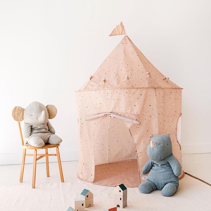 3 Sprouts Kids Play Tent - Sustainable Recycled Fabric ??Fun Spacious Childs Playhouse for Indoor Games for Boys & Girls - Durable Fort Pop Up House for Toddlers & Children Age 3-10 - Terrazzo Clay