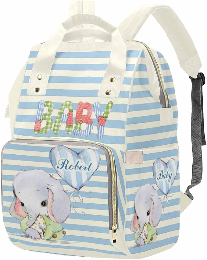 M YESCUSTOM Custom Multifunction Bag for Men Women Personalized Diaper Bag Backpack with Name Customized Mommy Bag Stripe Design
