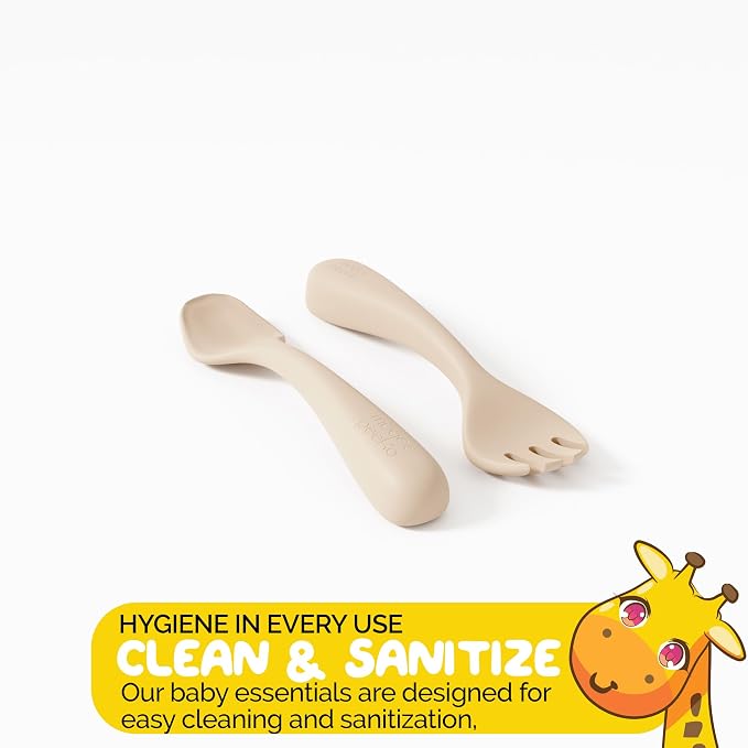 Silicone Baby Feeding Set with Sectioned Baby Plates with Suction and Baby Eating Utensils sets with Toddler forks and spoons - (3 Piece Set) Baby Led Weaning Supplies