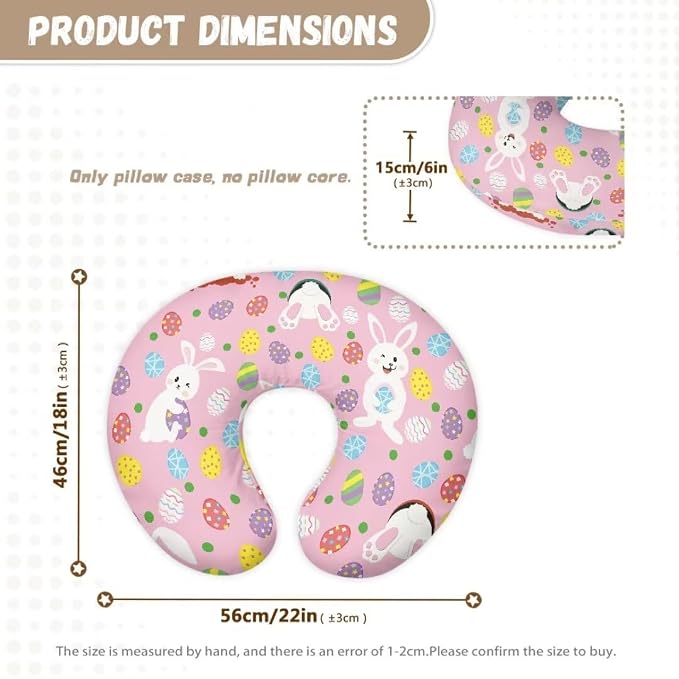 Breastfeeding Pillow Cover Boys Girls, Easter Bunny Baby Nursing Pillow Case for Newborn, Soft Fabric Fits Snug On Infant