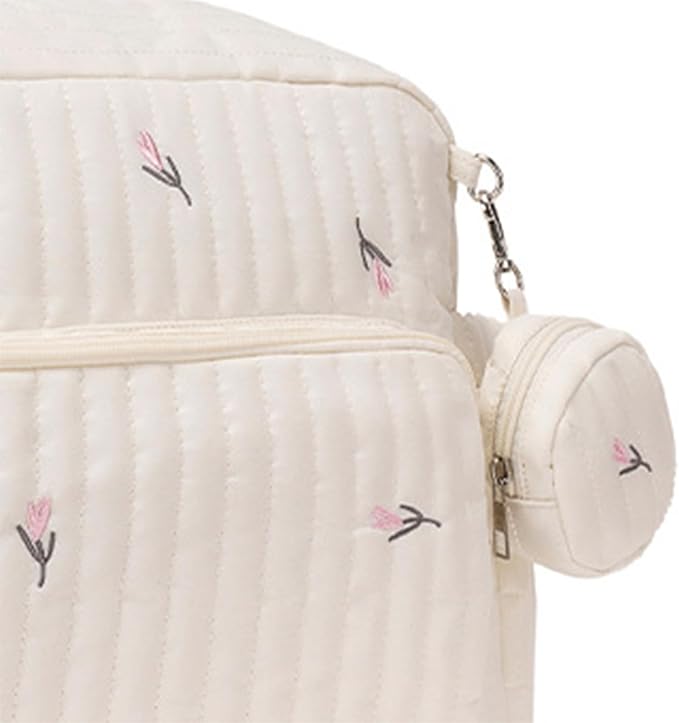 Cute Diaper Bag Pañaleras Para Bebe Baby Small Diaper Bag Backpack Bear Mom Bag with Changing Pad for Mom Dads (Tulip)