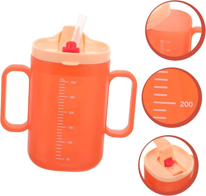 DECHOUS Double Handle Drinking Cup with Straw Boy Girl Water Cup Durable Lightweight and Ergonomic Design for Easy Grip for Milk and Water Training
