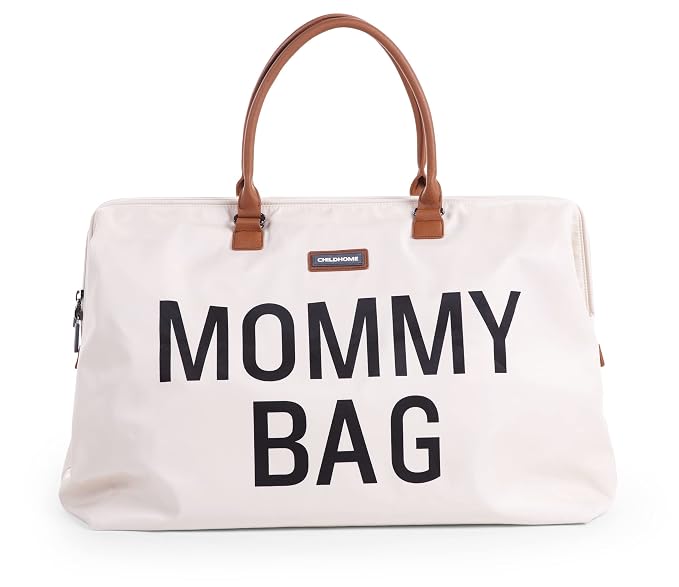 Childhome Original Mommy Diaper Bag - Large Tote, Travel & Hospital Bag (Off White Black)