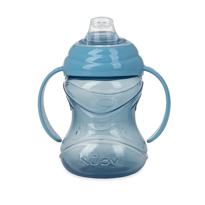 Nuby 3 Piece No-Spill Grip N??Sip Cup with Soft Flex Spout, 2 Handle with Clik It Lock Feature, Neutral,10 Ounce