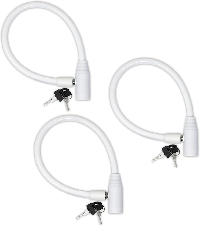 Urban August Child-Proof Refrigerator Lock for Kids & Adults - Lock for French Door Fridge and Cabinet (Regular, White, 3 Pack Keyed Alike)