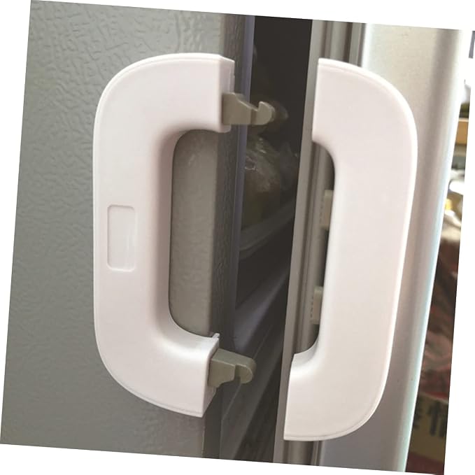 2sets Boy Girl Multipurpose Refrigerator and Cabinet Door Locks White Grey Finger Pinch for Boys and Girls Easy One-handed