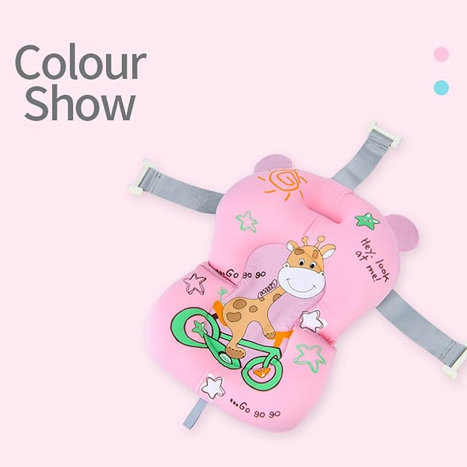 Garosa Baby Bath Pad, Newborn Bathtub Mat Infant Bath Support for 0-12 Months Nonslip Floating Bath Seat with Soft Tub Pillow for Safe Baby Bathing