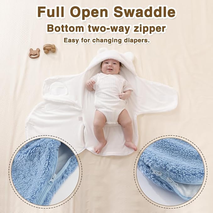AiWMGL Baby Winter Fleece Swaddle Blanket 0-3 Months Boys Girls Warm Adjustable Newborn Swaddling Wrap Soft Plush Sleeping Sacks