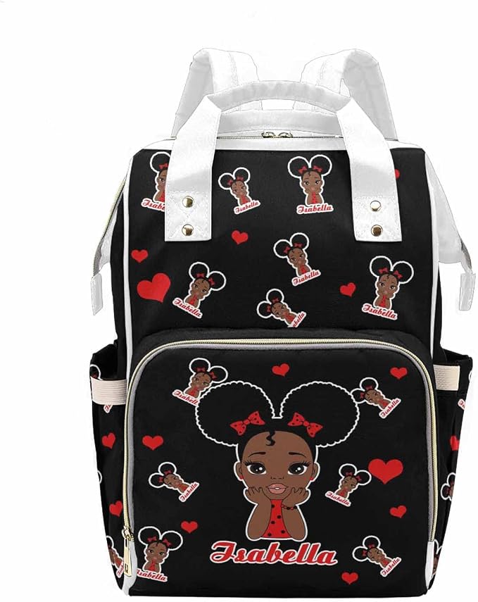 M YESCUSTOM Custom Diaper Bag Backpack with Love Heart Personalized Red Mommy Nursing Backpack for Women Travel Holiday Gift for Wife