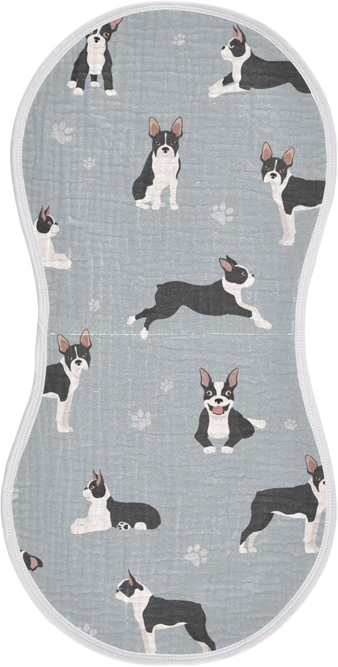 Boston Terrier Dog Do Yoga Muslin Burp Cloths for Baby 1 Pack 100% Cotton Baby Washcloths Bibs for Boy Girl