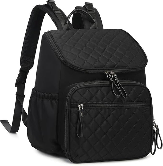 LORADI Lightweight Diaper Bag Backpack with Stroller Clips, Insulated Pockets, Baby Shower Essentials, Black