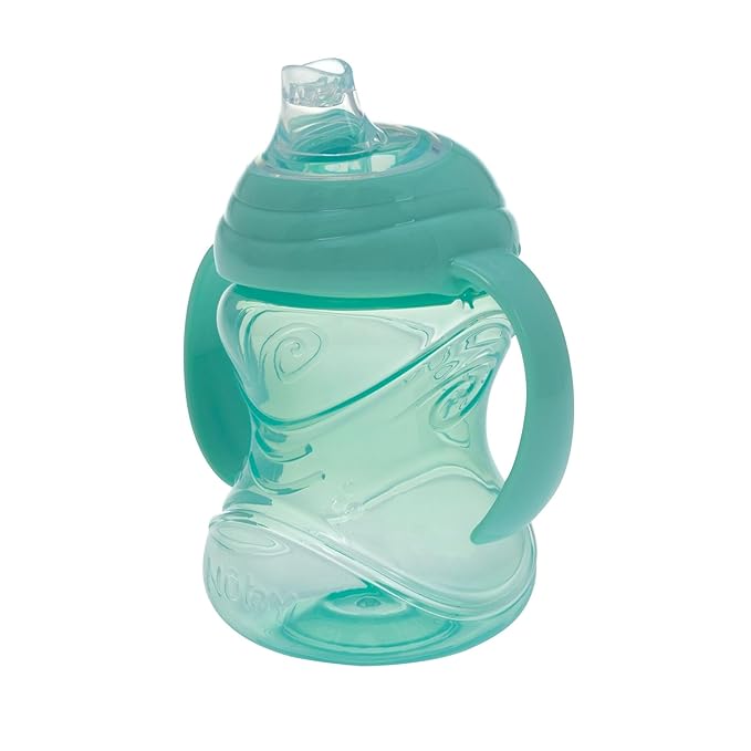 Nuby Clik-It No-Spill Soft Spout Training Sippy Cup with Handles - (2-Pack) 10 Oz - 4+ Months - Neutral