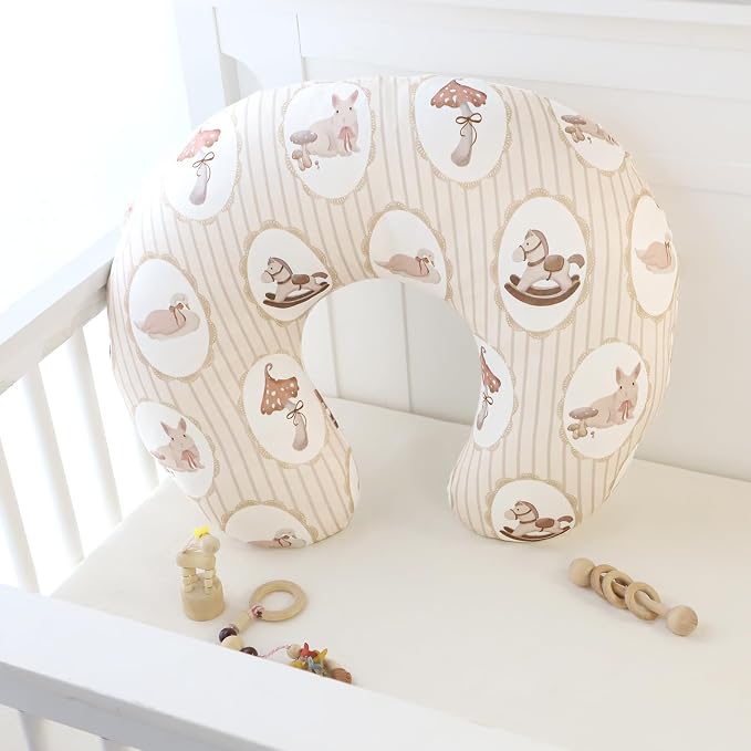DILIMI Nursing Pillow Cover, Stretchy Removable Case for Breastfeeding Pillows, Ultra Soft Comfortable Slipcover for Baby Girl and Boy, Farm