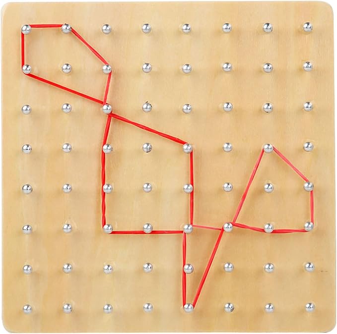 Educational Wooden Pegboard with Elastic Rubber Bands Geometry Shape Learning Toy for Fine Motor Skills Development Topological Pegboard