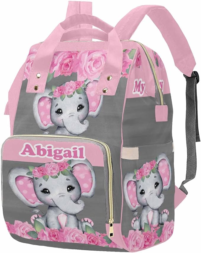 M YESCUSTOM Baby Backpack Diaper Bag Personalized Name Mommy Bag Custom Nursing Baby Bags with Flower Animal Gift for Women Mothers Day