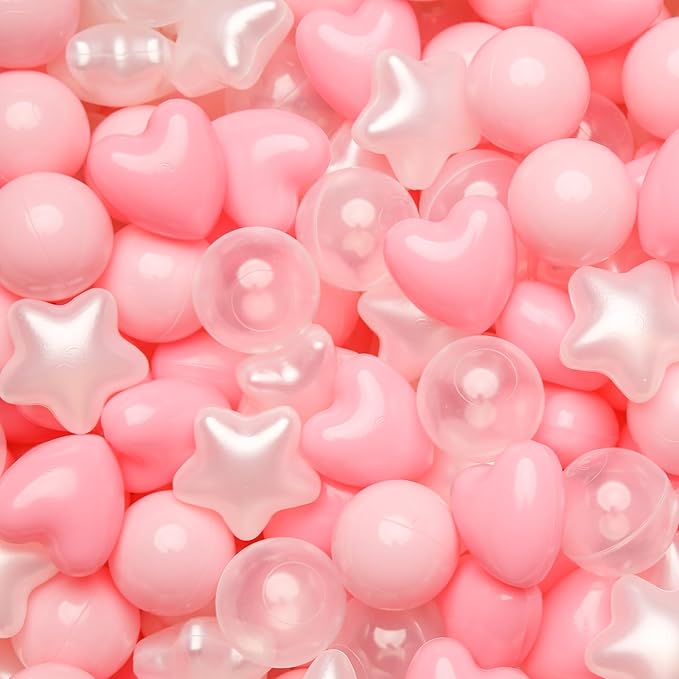 TRENDPLAY Ball Pit Balls Star and Heart Shapes for Toddlers - 50 100 200 500 Count Plastic Balls for Ball Pit Fun and Play