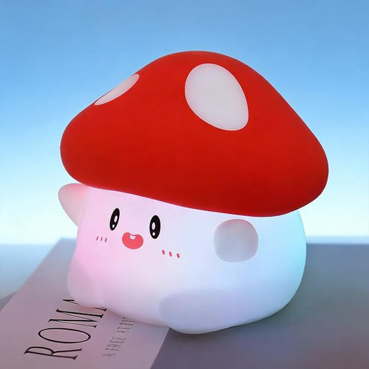 Cute Mushroom Night Light with RGB Flashing Color Squishy Soft Silicone, USB Rechargeable, Long Battery Life, Soft Squishy, Dimmable Brightness - Bedroom Decor, Gifts Decor for Kids & Adults