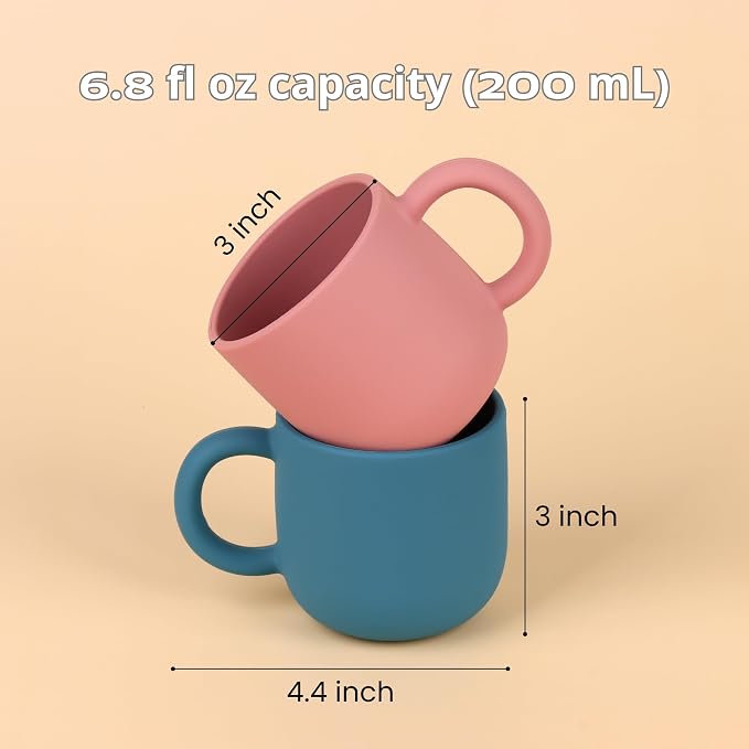 Pack of 2 Silicone Drinking Mug Cup for Toddler Kids and Children (Color 2)