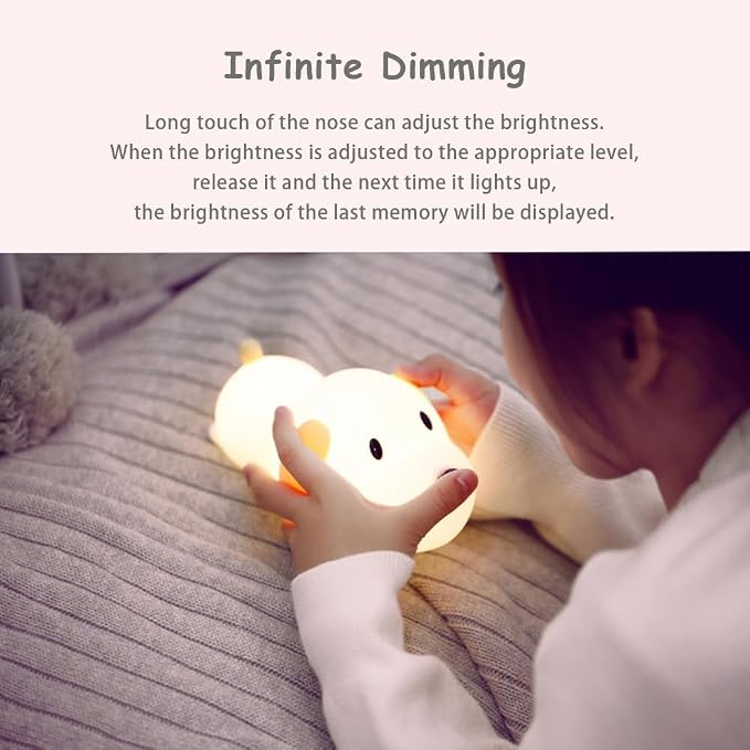 LED Silicone Dog Night Light,Portable Cute Kawaii Soft Dimmable Rechargeable Touch Control Stress Relieving Nursery Puppy Lamp,Bedside Lamp for Baby Children Boys Girls Kids and Toddler