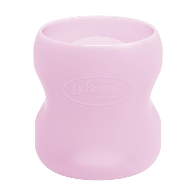 Dr. Brown's Options+ Wide-Neck Glass Bottle Sleeve, 100% Silicone, Pink, BPA-Free, 5 oz, 1-Pack