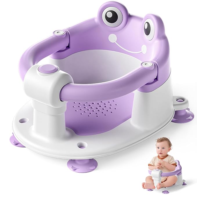 Baby Bath Seat for Babies 5-10 Months & up Non-Slip Toddler Bath Seats for Sitting Up Infant Bathtub Chair with Suction Cups and Soft Cushion for Baby Shower Tub Seat