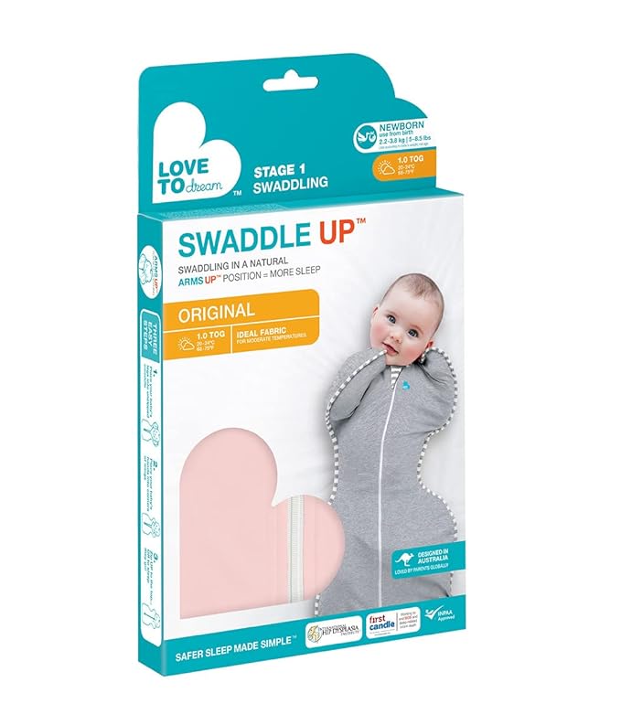 Love to Dream Swaddle UP Self-Soothing Sleep Sack, Dramatically Better Sleep, Snug Fit Calms Startle Reflex, 1.0 TOG, Small 8-13 lbs, Dusty Pink