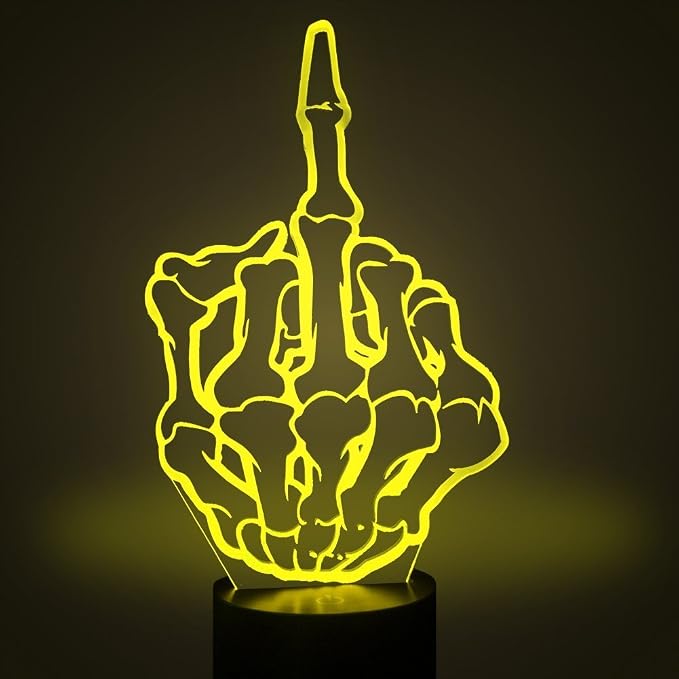 Optical Illusion 3D Middle Finger Night Light 16 Colors Changing USB Power Remote Control Touch Switch Decor Lamp LED Table Desk Lamp