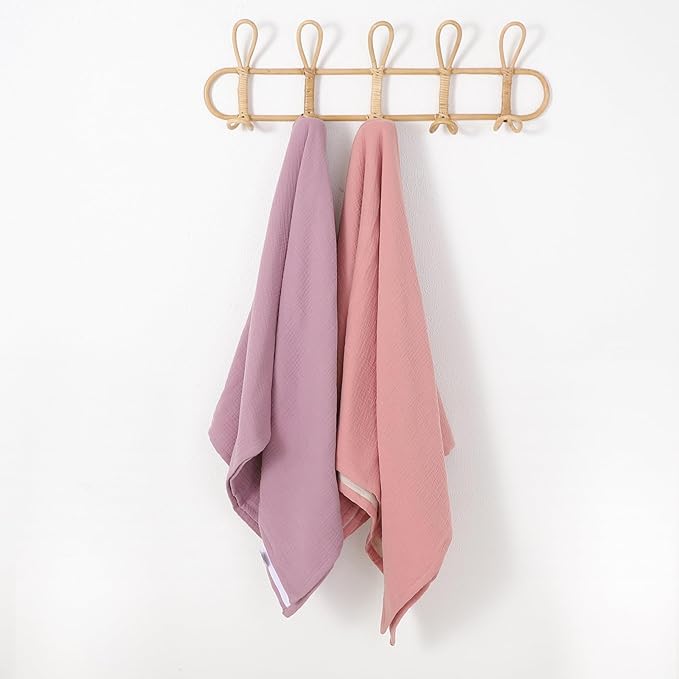 4 Layers Muslin Baby Blankets for Girls,100% Cotton Muslin Toddler Blanket,Crib Blanket,Muslin Swaddle Blankets,Soft and Lightweight Baby Quilt for Boys and Girls 47 * 47" (Pink+Khaki)