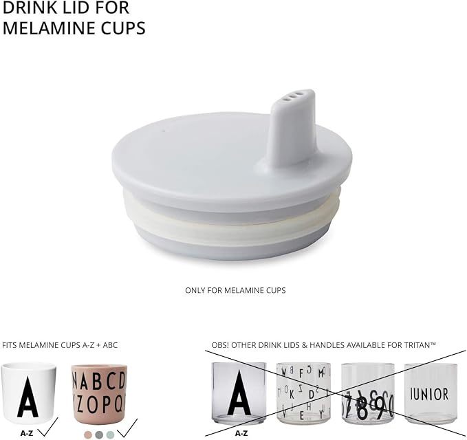 Design Letters Sippy Cup Lids for Melamine Cups Designed in Denmark | Durable Drink Lid for Babies, Toddlers & Kids | BPA & BPS Free, Food Safe Toddler Sippy Cup Lids | Dishwasher Safe Tight Fit Lids