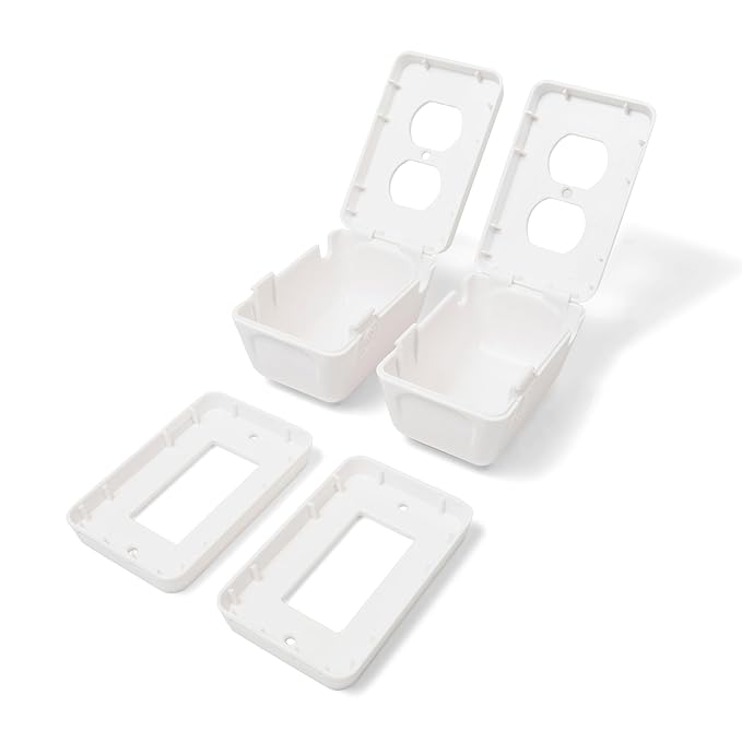 Regalo Safety Outlet Covers for Baby Proofing, Child Proof Wall Outlet Cover Guard with Space for Cords ??Fits Standard & Single Outlets (2 Pack, White)