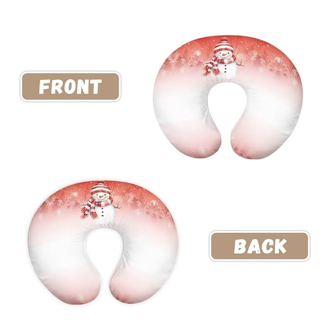 Christmas Snowmen Breast Feeding Pillow Support Cover Durable Comfortable Bottle Feeding Pillowcase with Hidden Zipper for Boys and Girls Gifts