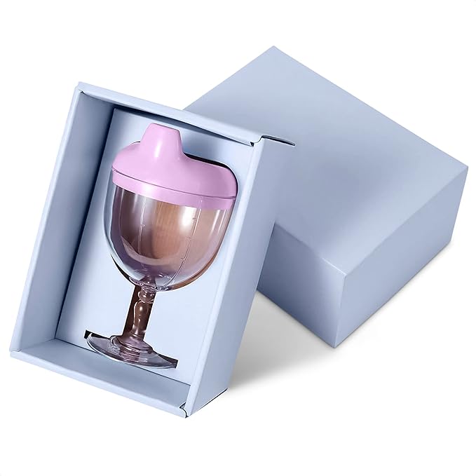 VIKROM Baby Wine Sippy Cup for Toddlers ??Spill-Proof Goblet 5 oz with Lid, Fun Stemware Design, Easy-Grip Pretend Baby Wine Glass Sippy Cup for Toddler Parties, Playtime, Everyday Drinks and Gifts
