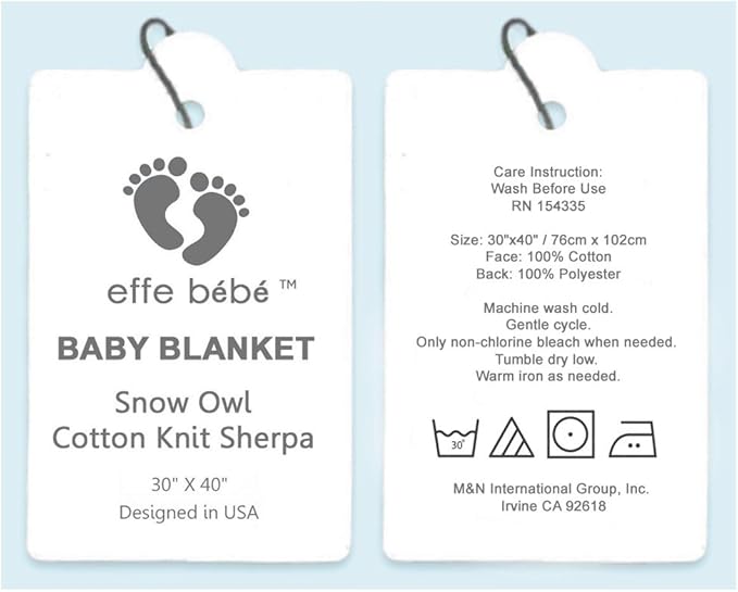 Snow Owl Cotton Knit Sherpa Baby Blanket 30?�x40??(Grey)