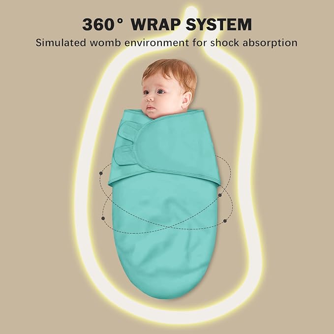 Cute Castle 3-Pack Baby Swaddle Sleep Sacks - Newborn Swaddle Sack - Ergonomic Baby Swaddles Blanket Warp for Boys and Girls - Baby Essentials (0-3 Months - Green)