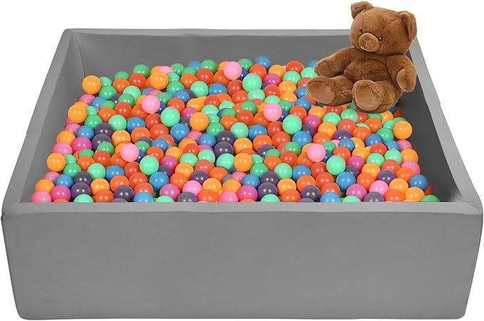 TRENDBOX Extra Large Ball Pit 47.2x47.2x13.8in Memory Foam Pit Soft Pool Soft Equipment for Toddlers Kids - Dark Gray (Balls NOT Included)