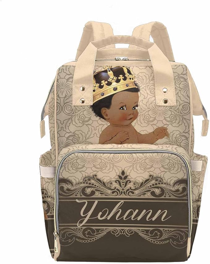 M YESCUSTOM Custom Diaper Bag Backpack with Name, Baby Bags Travel Diaper Backpack for Dad Mom, Insulated Pockets Portable Nappy Bags Brown Nursery Bag for Mom Gift