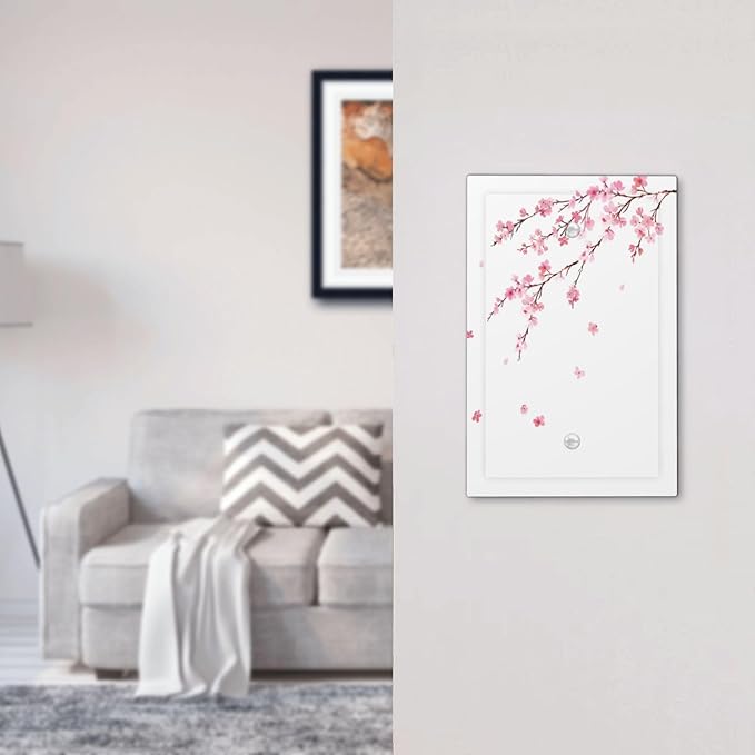 Watercolor Cherry Blossoms Flowers Pink Floral Light Switch Cover Plate 1 Gang No Device Blank Electrical Wall Plates Faceplate Decorative Switch Plate Covers for Bedroom Living Room Decor
