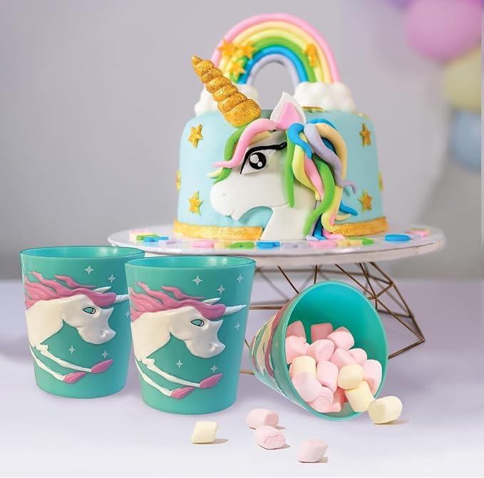 Lily's Home 3D Unicorn Kids Tumbler with Straw, 10 Oz 2-Pack, BPA-Free Plastic Reusable Cups for Toddlers, Unbreakable & Leak-Resistant for Outdoor Use, Ideal Unicorn Gifts for Girls Ages 3-6