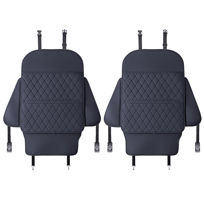 TAIKOO Seat Back Protector + Large Capacity Pocket Storage Organizer,Preventing The Impact of Children Stepping on The Seat Backrest (Style A-Black)