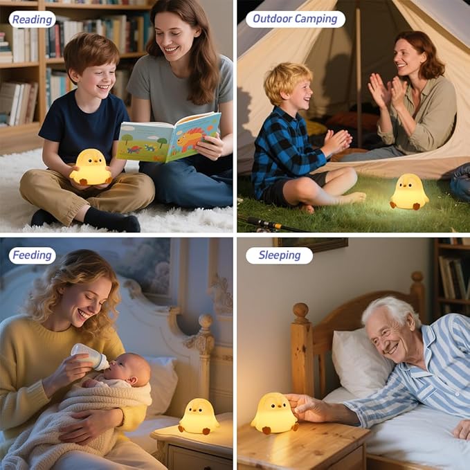 Cute Penguin Night Light, Squishy Silicone LED Night Lamp, Novelty Nursery Nightlight for Kids, Rechargeable Animal Touch Lamp Bedside Lamp, 2 Levels Dimmable, Room Decor Gifts for Girls Boys Baby