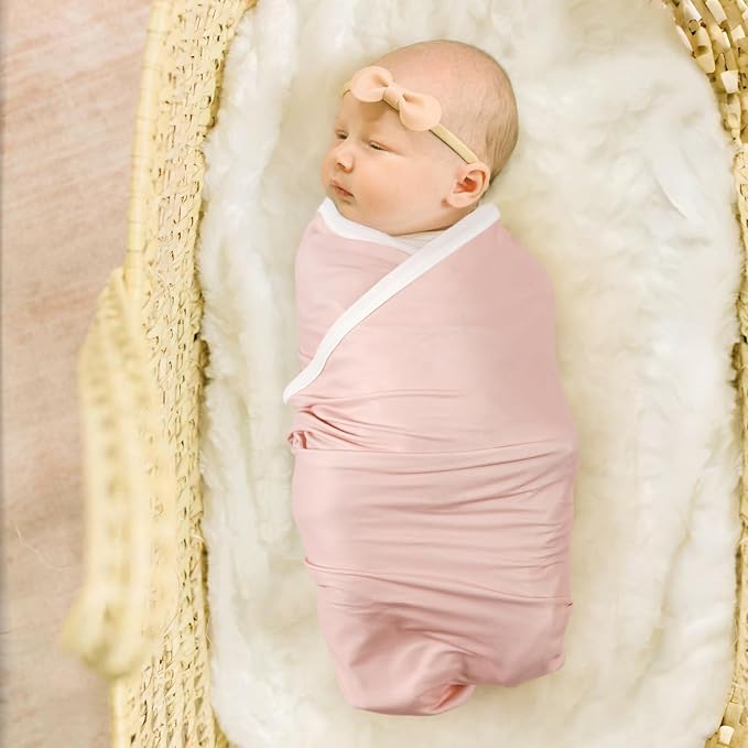 GRSSDER Baby Swaddle Blanket 2 Pack, Super Soft Jersey Knit Quilt Blankets for Baby Girls, Reversible Double Layer Receiving Blankets 34 x 44 Extra Large for Swaddling, Pink Rose & Blush Flora