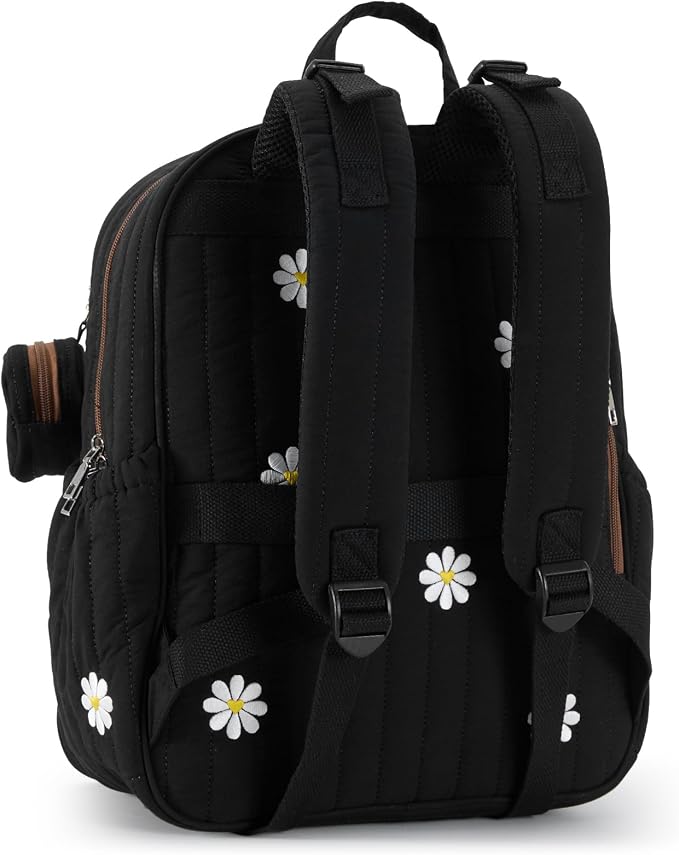 GOBABYMART Large Diaper Bag Backpack with Changing Pad, Insulated Bottle Pockets, Travel & Hospital Bag for Mom & Dad (Large - Black Flowers)