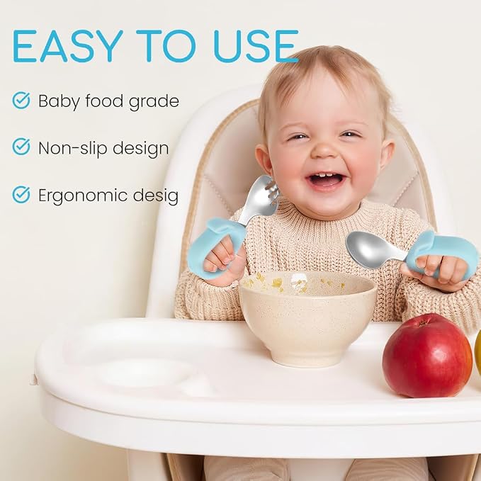 Kids Utensils Set, 18/8 Stainless Steel Spoons and Forks, BPA Free, Dishwasher Safe, Children Safe Toddler Flatware