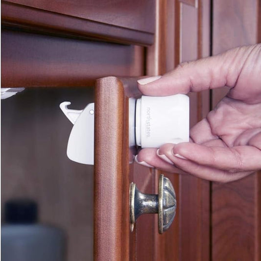 Toddleroo by North States - Magnetic Cabinet Locks for Baby Proofing: Child Proof Cabinet & Drawer Locks - 4 Pack - White