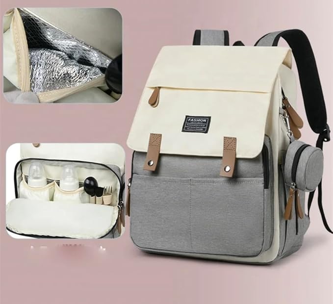 Diaper Bag Backpack, Large Capacity Baby Travel Bag with Changing Pad, Waterproof Mommy Backpack with Insulated Bottle Pockets & Stroller Straps, Stylish Baby Bag for Moms & Dads.