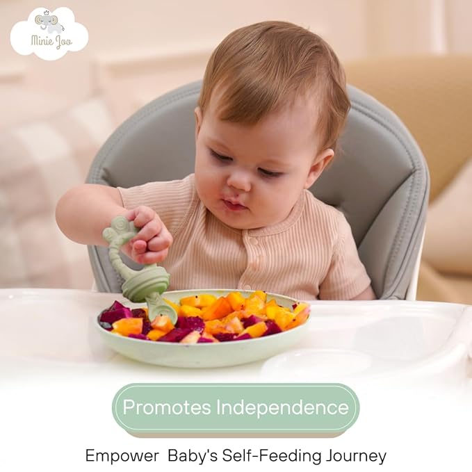 Baby Fruit Feeder Set ??BPA-Free Silicone Fresh Food Feeder with 3 Replacement Teats, Teething Feeder for Fruits & Purees, Safe Self-Feeding for Babies 4+ Months