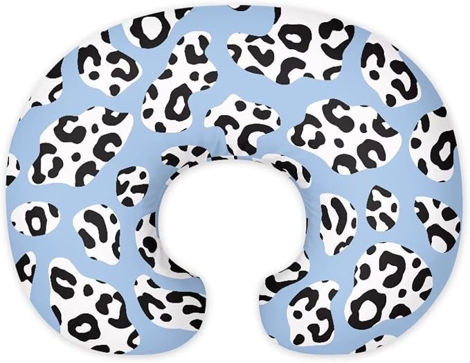 Blue Cow Print Feeding Pillow Covers Washable & Breathable Nursing Pillow Slipcovers Breastfeeding Newborn Feeding Cushion Cover Practical Gift, Best Choice for Mom Cover Only